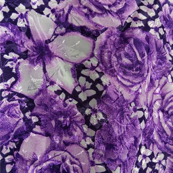 Sante Classics Robe Size Large Purple Roses Print Silky Polyester Beltloops Belt - Picture 2 of 7